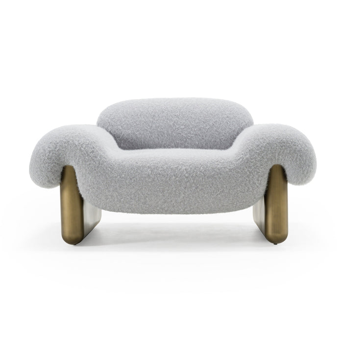 Imagine - Contemporary Grey Fabric + Antique Brass Accent Chair