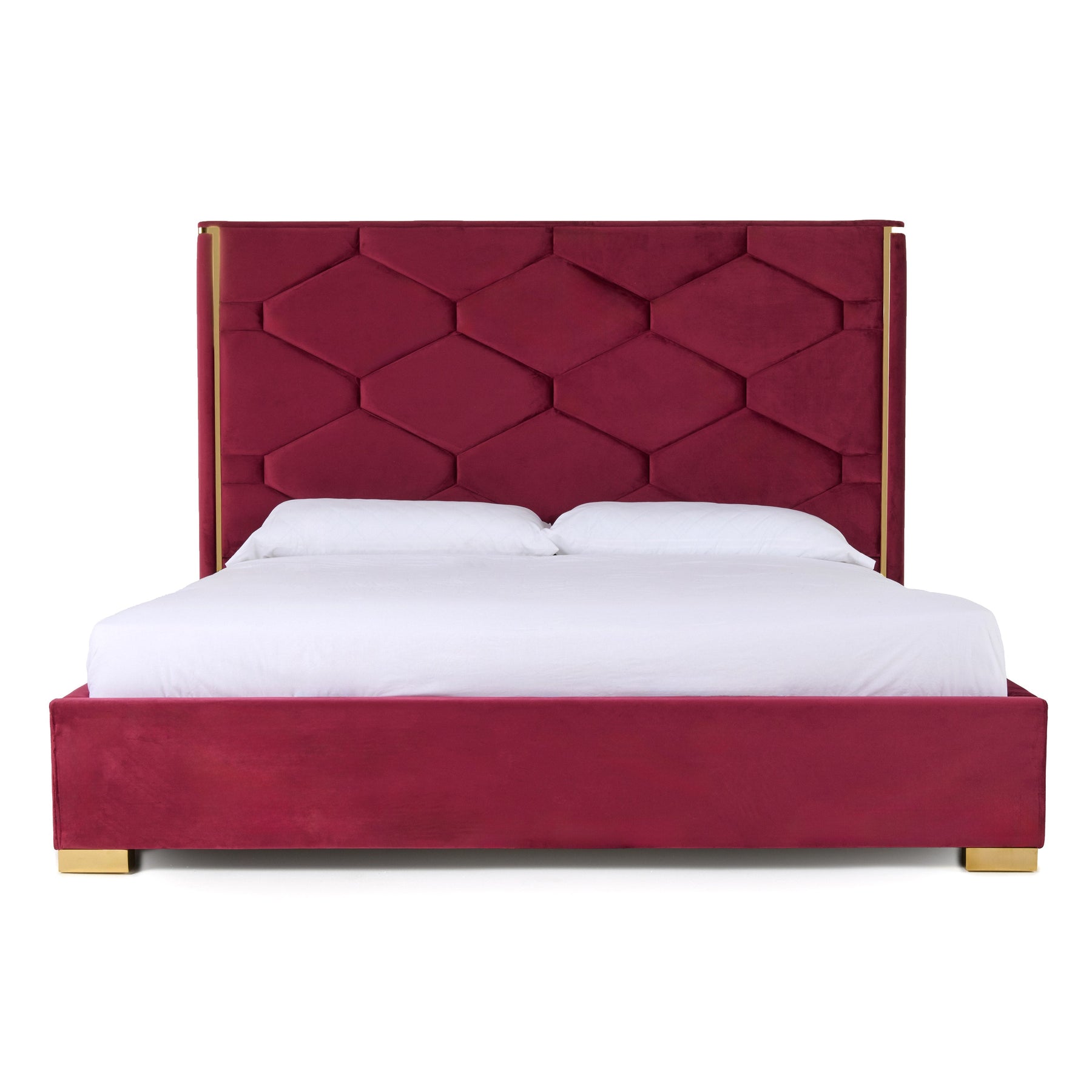 Janet - Modern Red Velvet + Gold Bed