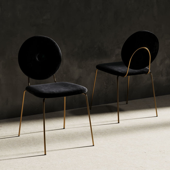 Justine Modern Black & Green Velvet Dining Chair