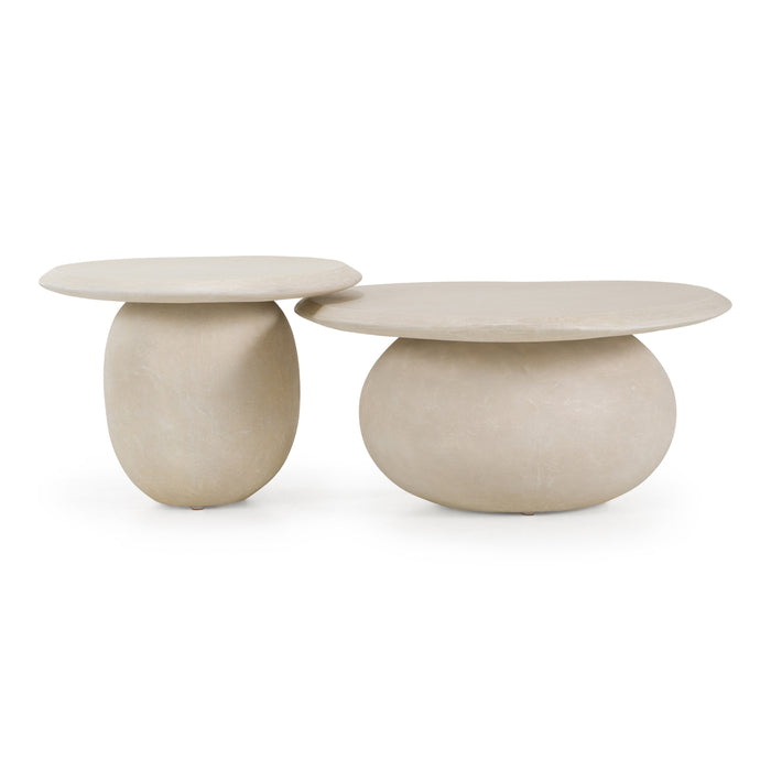 Kalvin - Modern Beige Fiberform Nesting Coffee Table Set