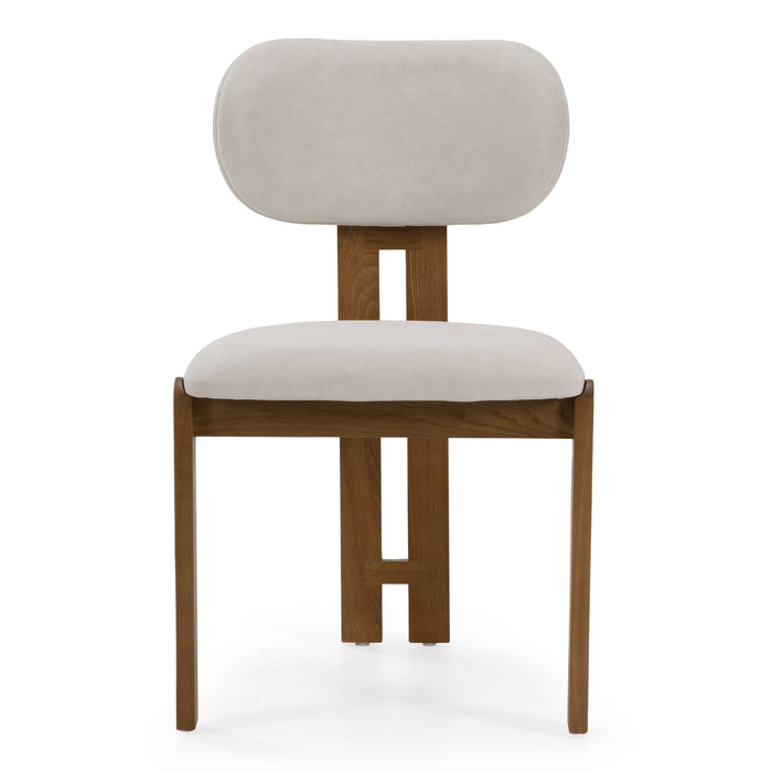 Kelsey - Modern Light Grey Fabric + Brown Ash Dining Chair