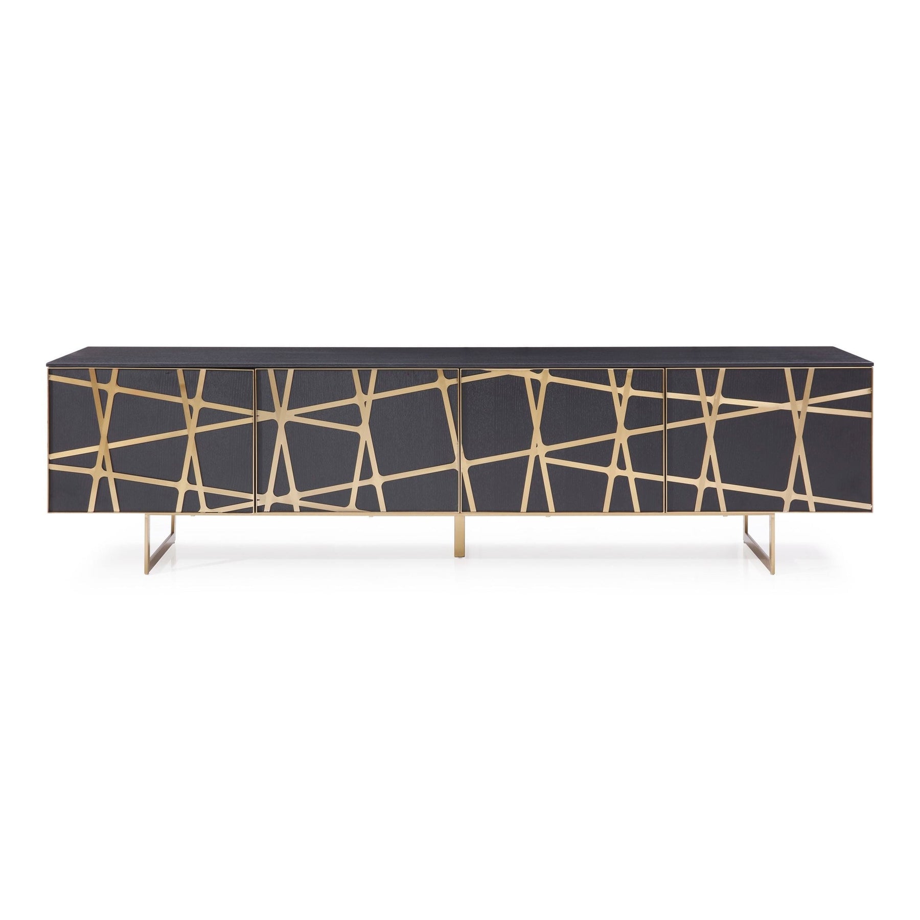 Kilson - Modern Black Oak & Champagne Gold TV Stand