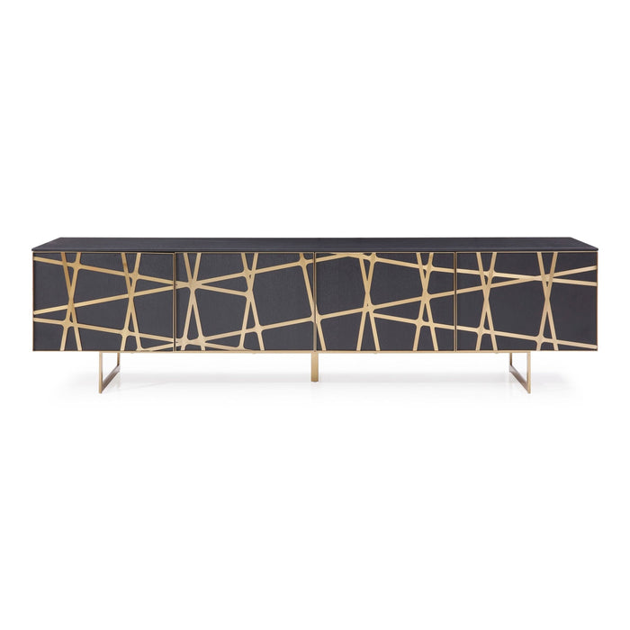 Kilson - Modern Black Oak & Champagne Gold TV Stand