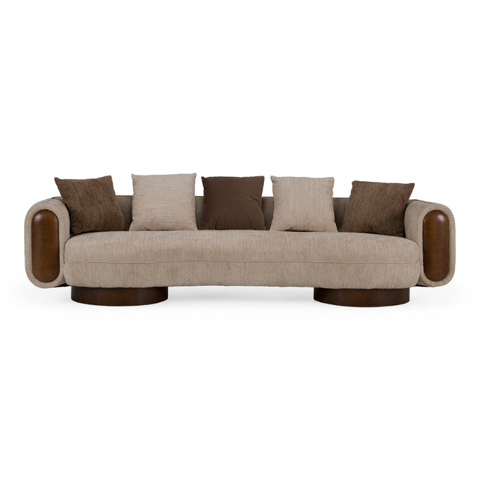 Kiran - Modern Beige + Brown Fabric Sofa