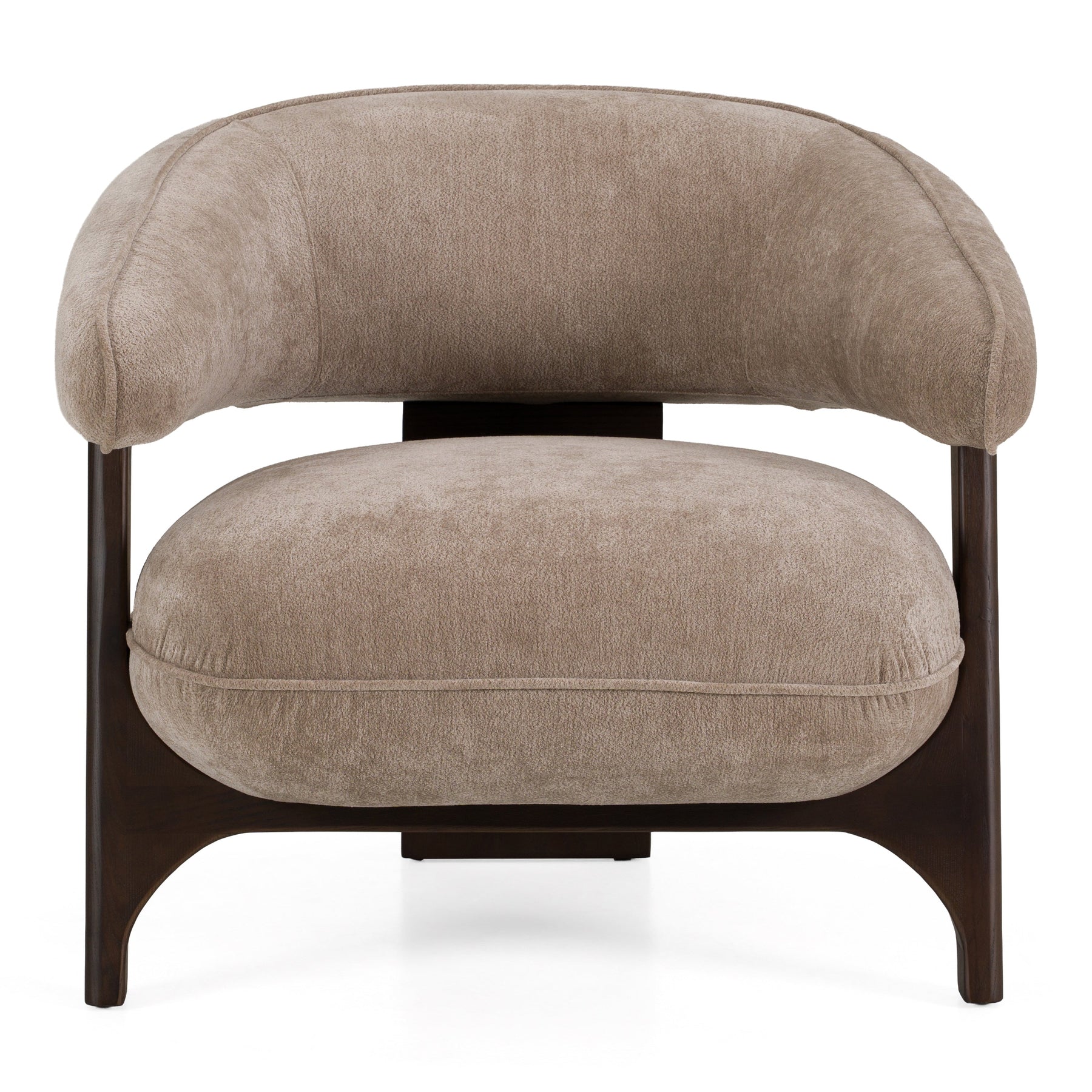 Kirby - Modern Tan Fabric + Brown Oak Accent Chair