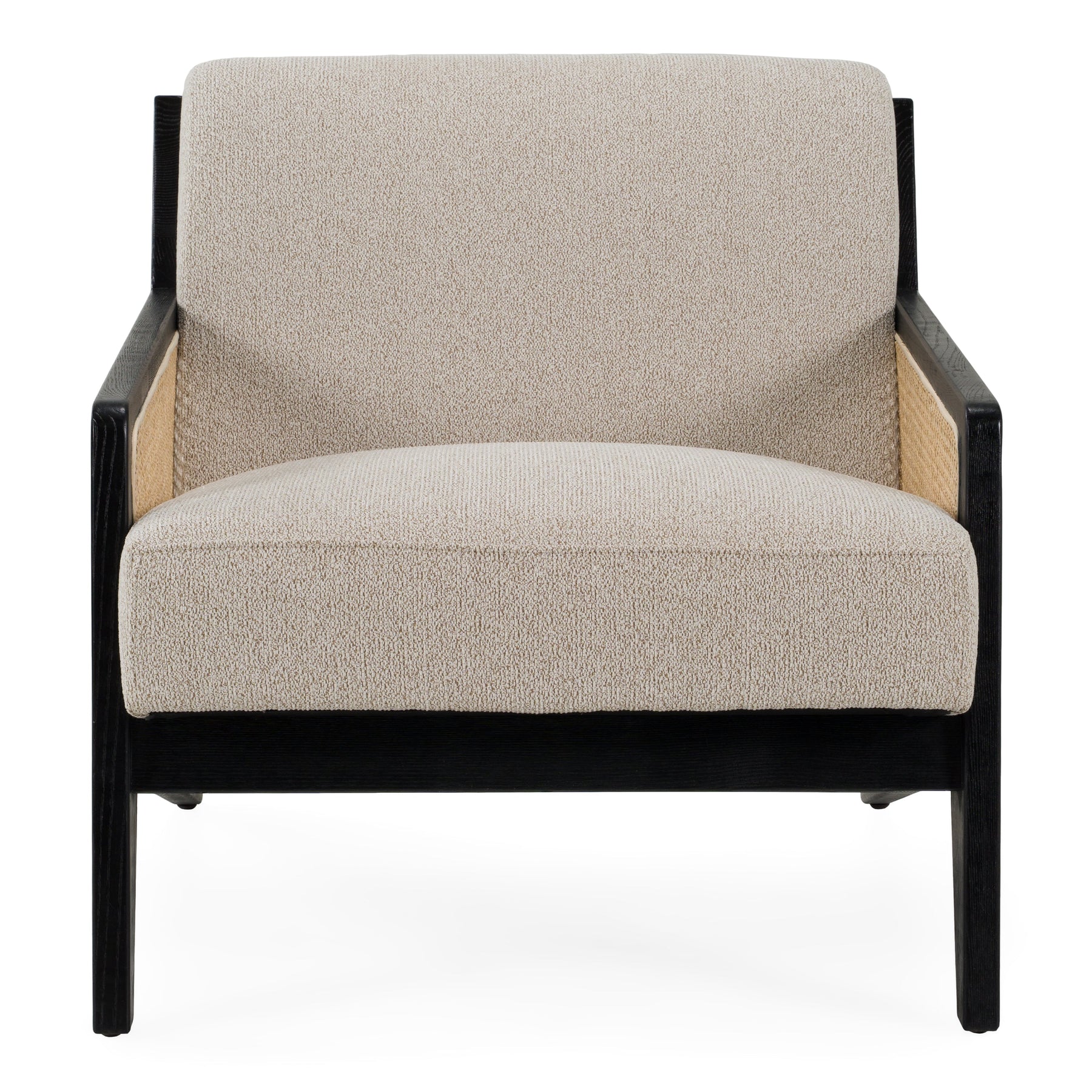Kratz - Modern Beige Fabric + Rattan + Black Walnut Accent Chair