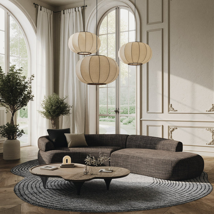 Lakota - Modern Dark Grey Fabric Curved Sectional Sofa