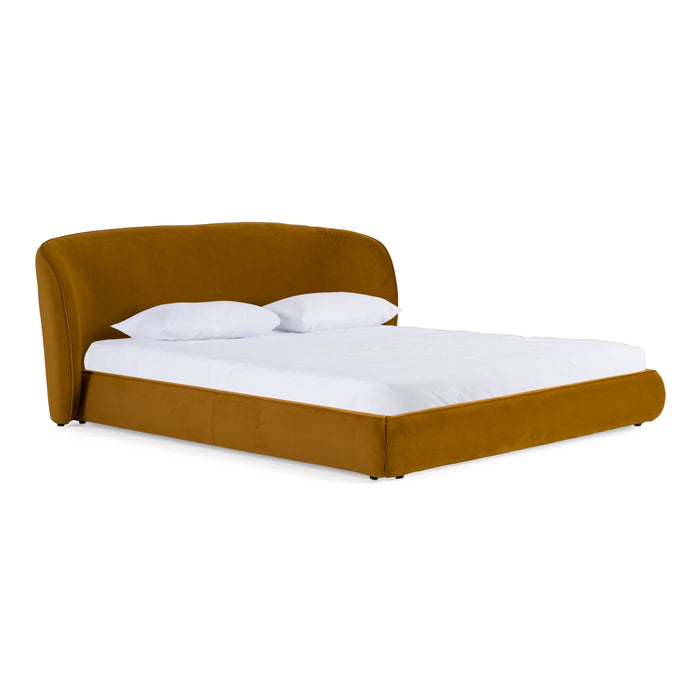 Lambert + Soria - Modern Burnt Orange Fabric + Walnut 4-Piece Bedroom Set