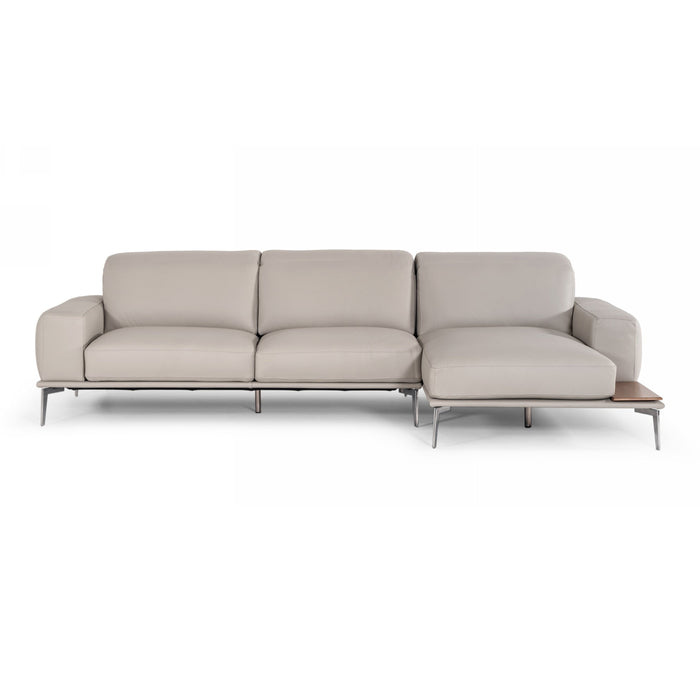 Villeneuve - Italian Modern Light Grey Leather Right Facing Sectional Sofa