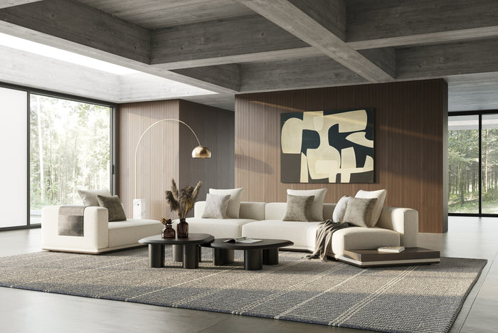 Siret - Modern Ivory Fabric Modular Sectional Sofa W/ Coffee Table