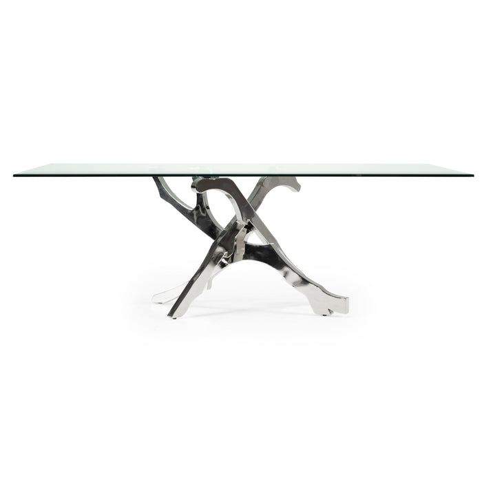 Legend Modern Glass & Stainless Steel Dining Table