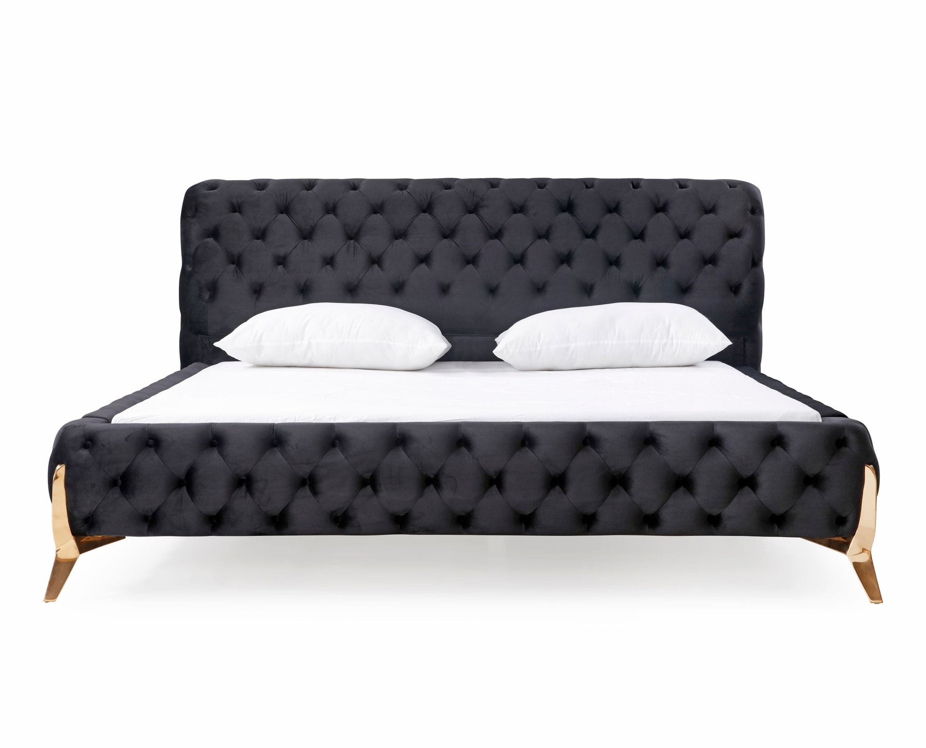 Legend - Modern Black Velvet & Rosegold Bed