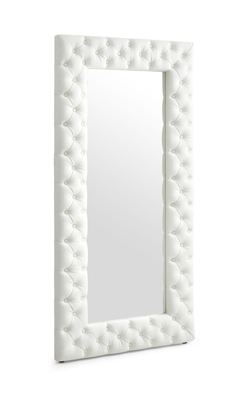 Legend - Modern White Bonded Leather Floor Mirror