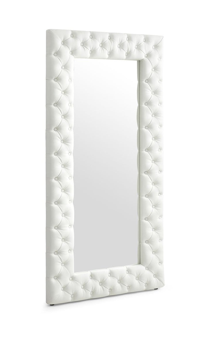 Legend - Modern White Bonded Leather Floor Mirror