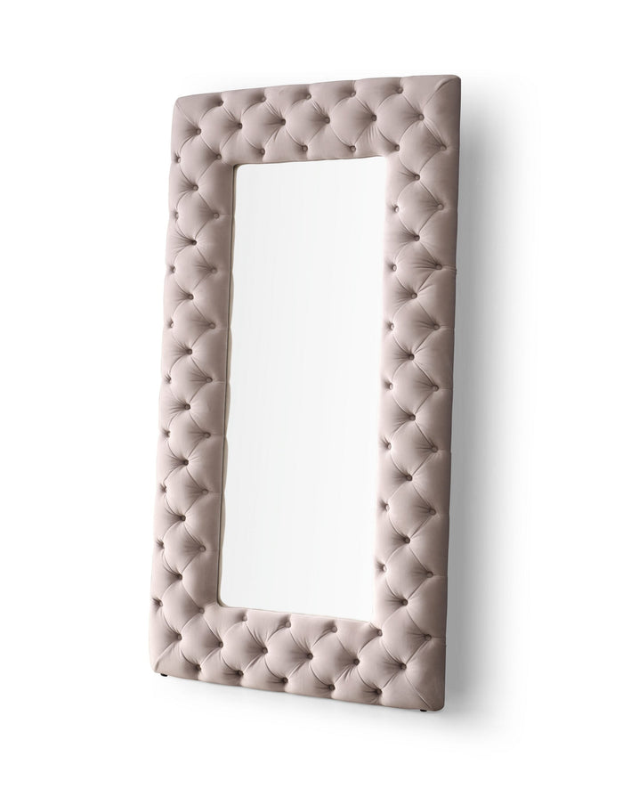 Legend - Transitional Grey Velvet Floor Mirror