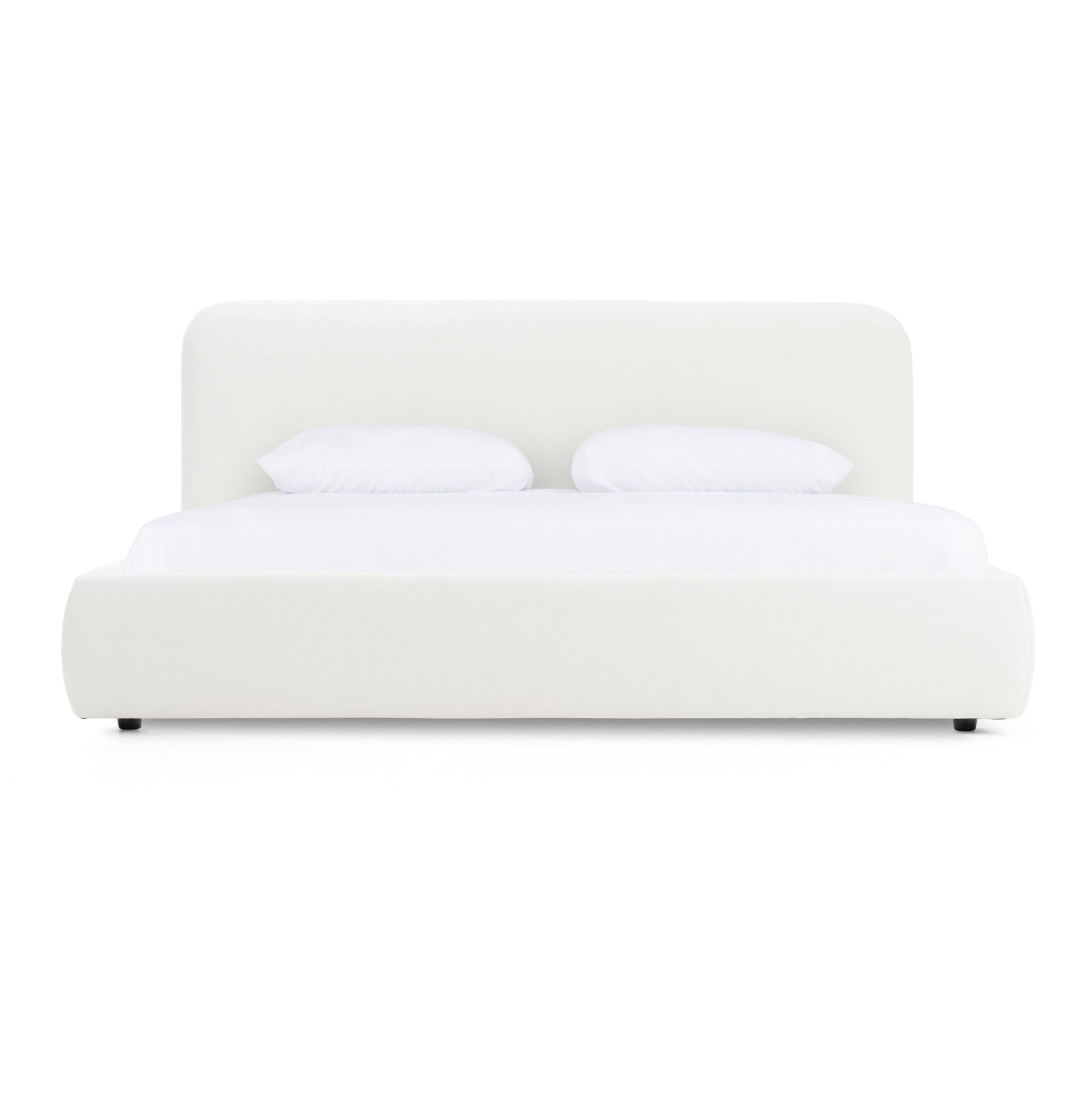 Liam - Modern Ivory Fabric Upholstered Bed