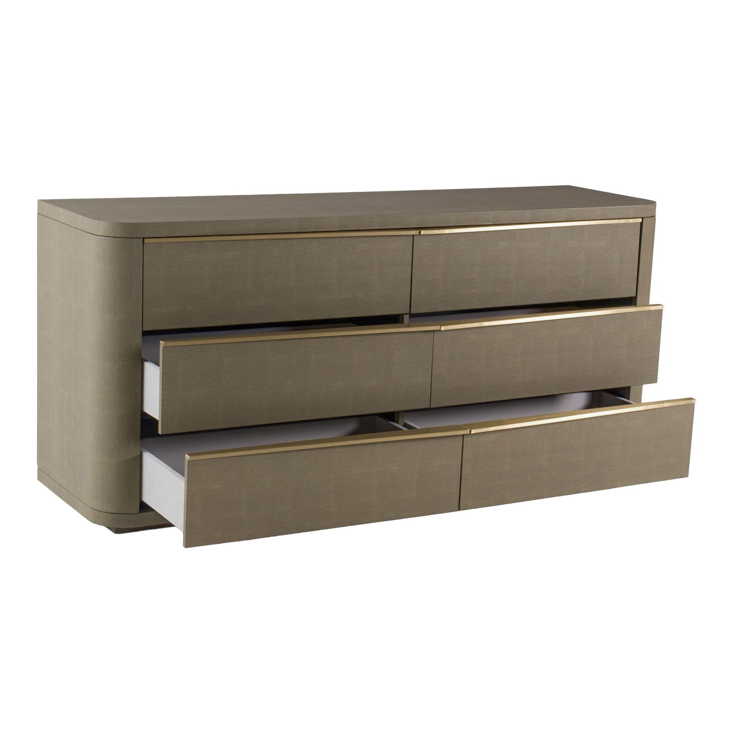 Lois - Modern Beige Shagreen Brass Dresser