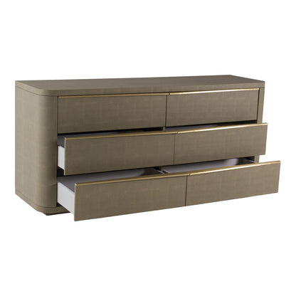 Lois - Modern Beige Shagreen Brass Dresser
