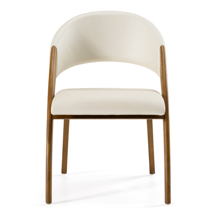 Lucas Mid-Century Cream & Walnut Dining Chair