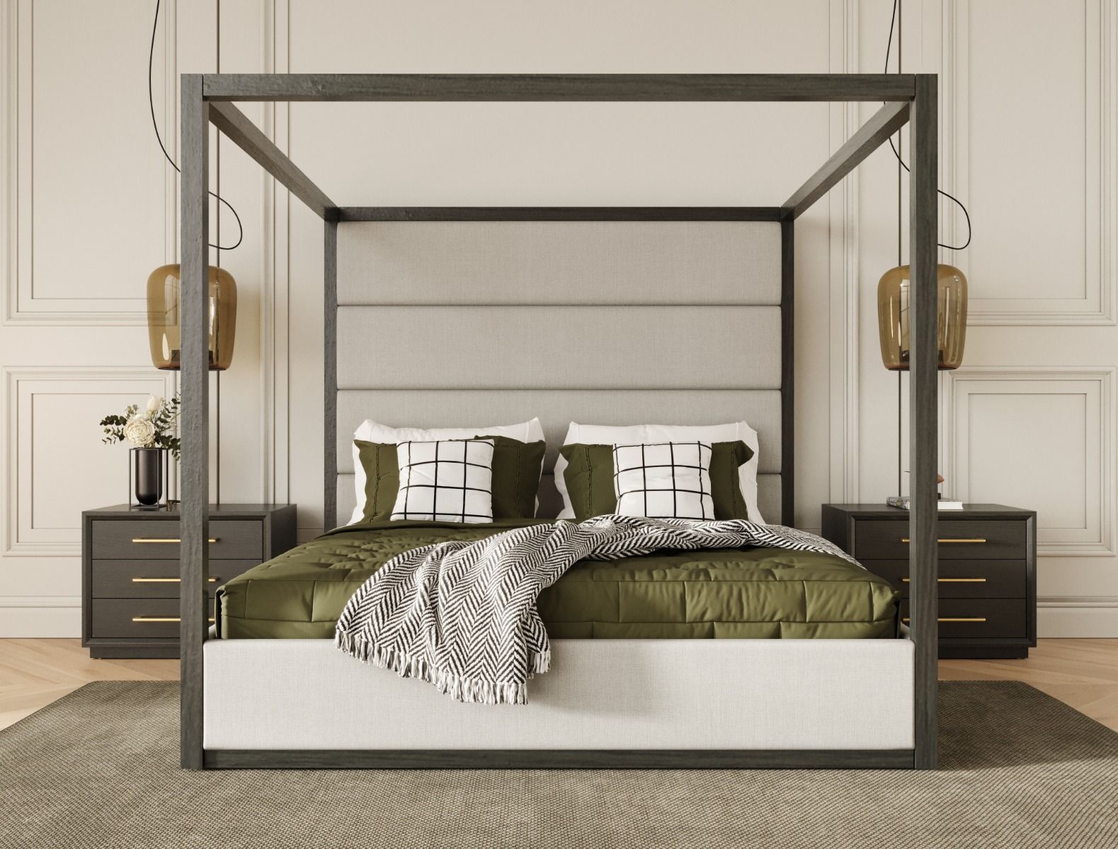 Manhattan - Contemporary Canopy Grey Bed