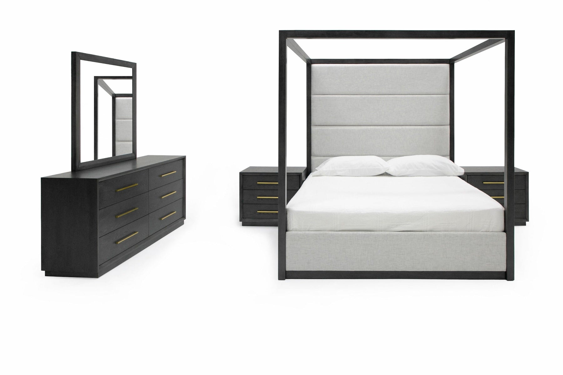 Manhattan- Contemporary Canopy Grey Bedroom Set