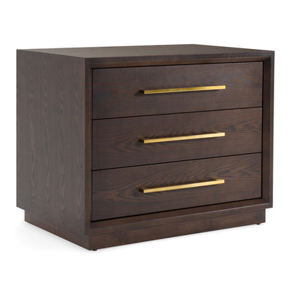 Manhattan - Contemporary Brown Oak and Gold Nightstand