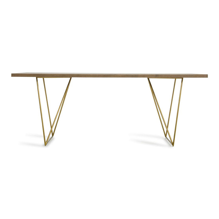 Marcia Mid-Century Tobacco & Antique Brass Dining Table