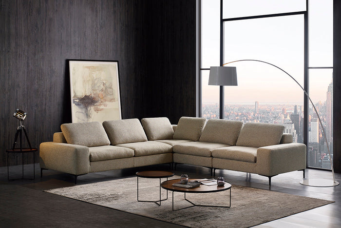 Cascade - Modern Beige Fabric U Shaped Sectional Sofa