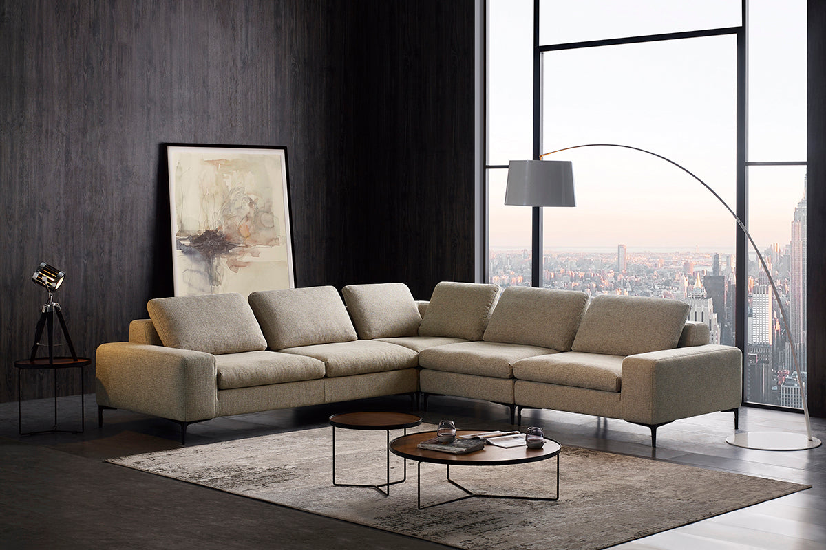 Cascade - Modern Beige Fabric U Shaped Sectional Sofa