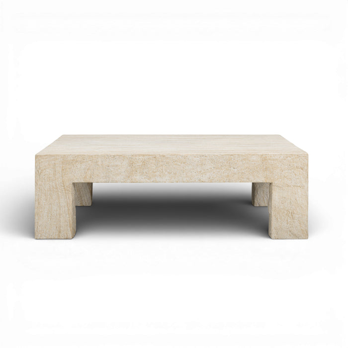 Roxanne 46" Faux Travertine Indoor/Outdoor Concrete Coffee Table
