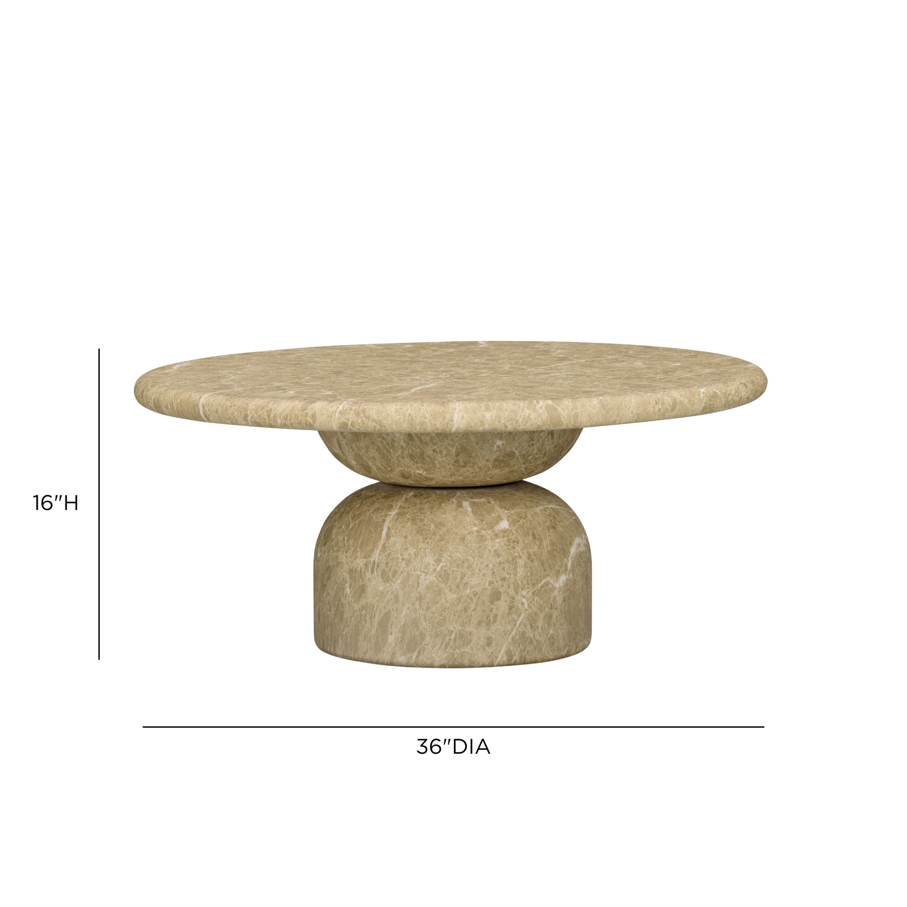 Cynthia 36" Light Emperador Faux Marble Indoor/Outdoor Coffee Table