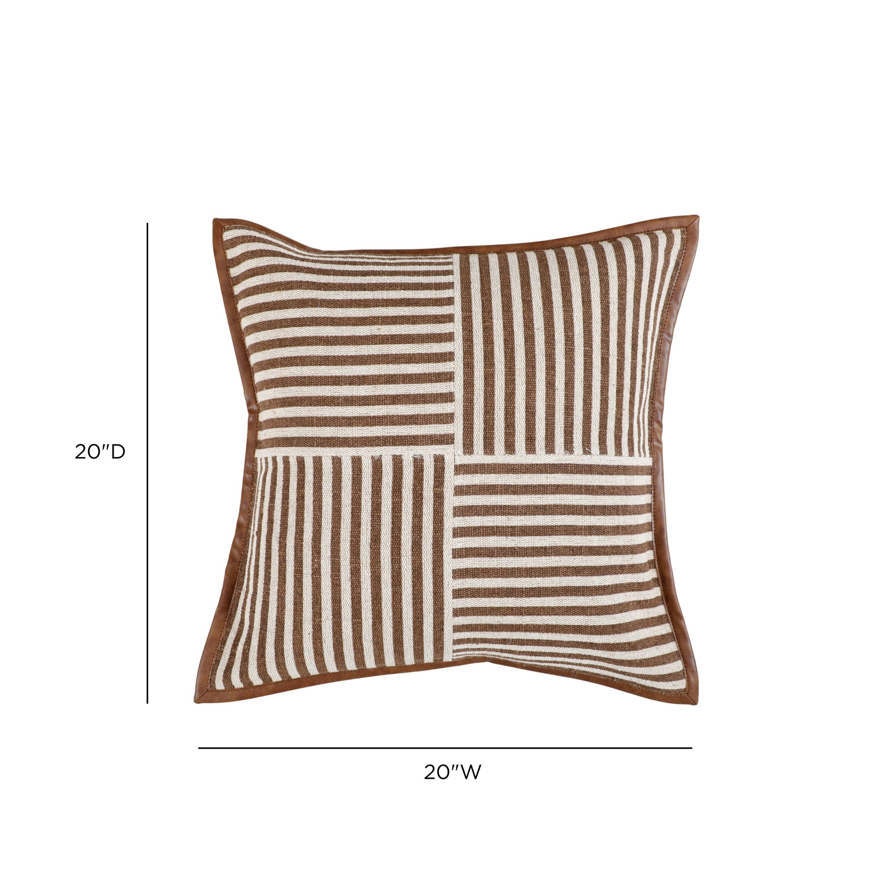 Kora 20" Brown Cotton Jute Throw Pillow Cover