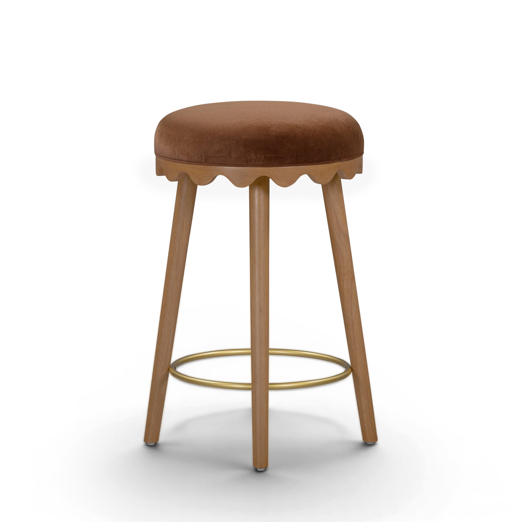 Oodle Bronze Performance Vegan Mohair Light Walnut Counter Stool