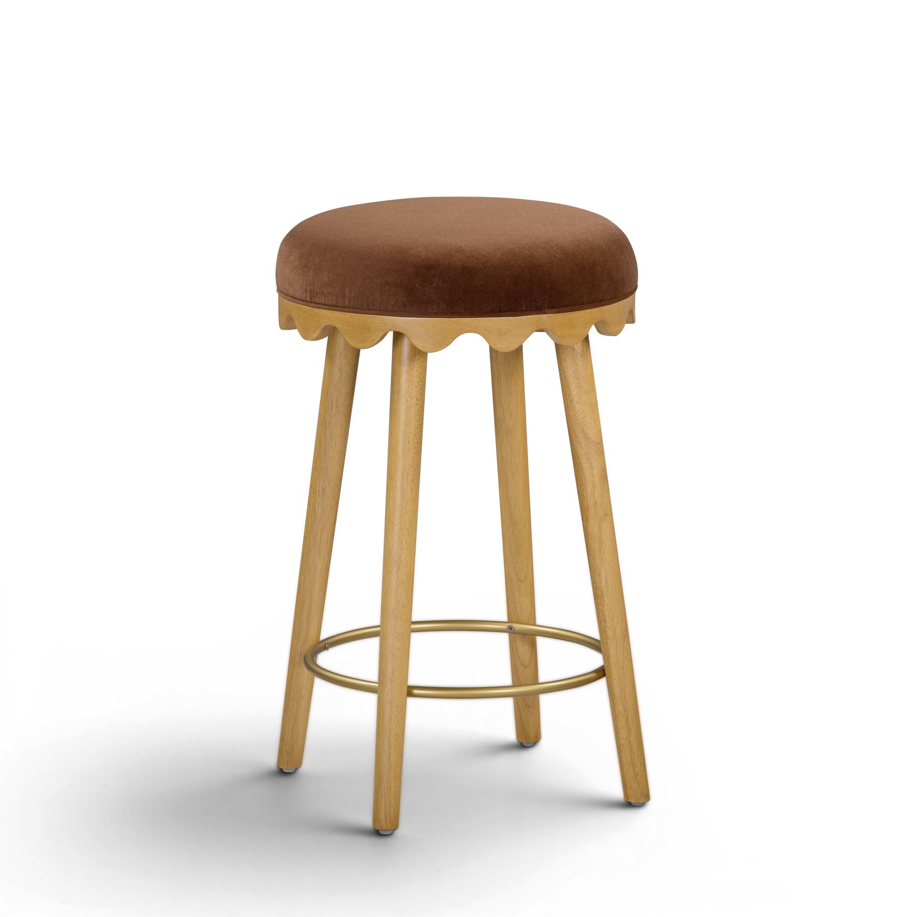 Oodle Bronze Performance Vegan Mohair Natural Counter Stool
