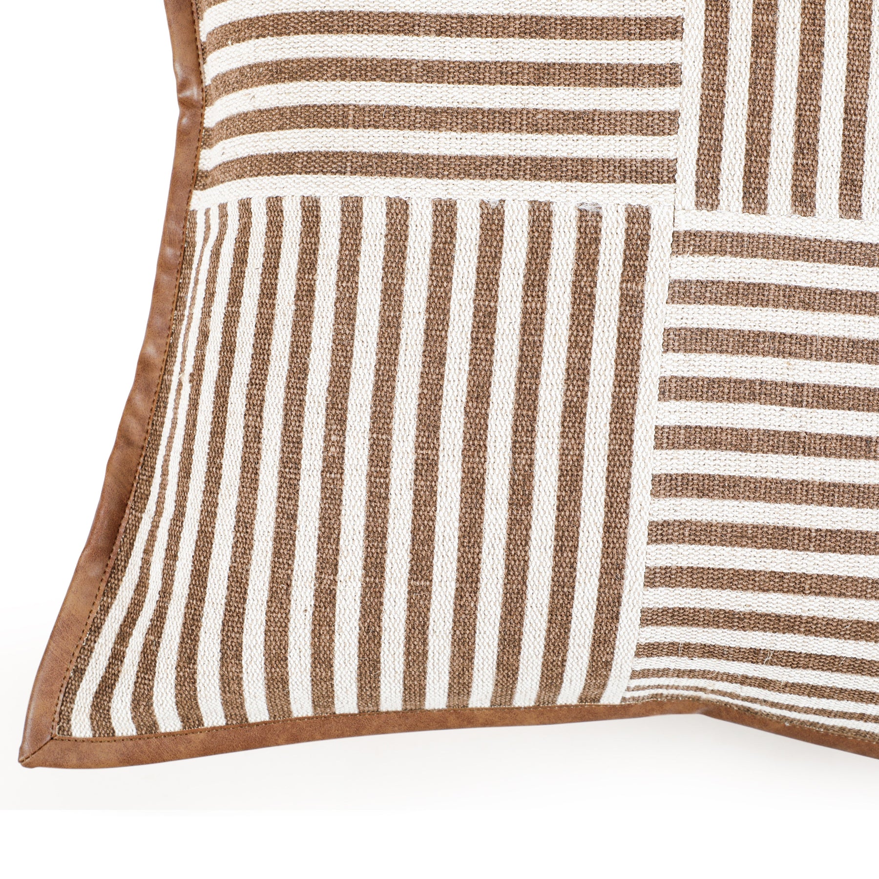 Kora 20" Brown Cotton Jute Throw Pillow