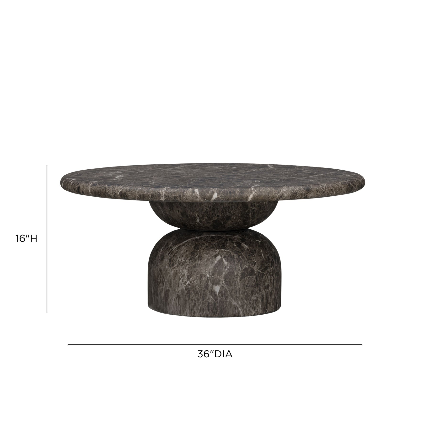 Cynthia 36" Dark Emperador Faux Marble Indoor/Outdoor Coffee Table