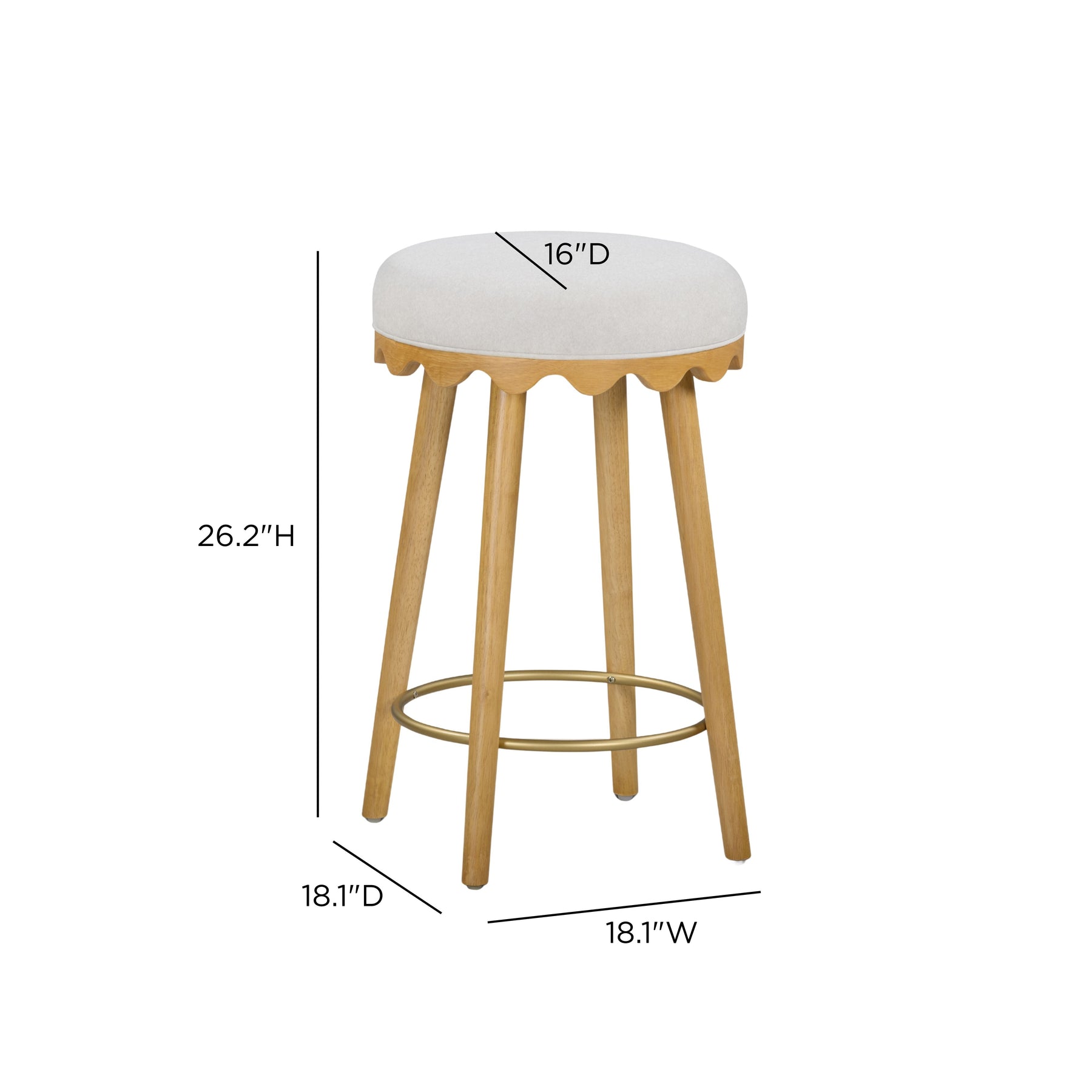 Oodle Cream Performance Vegan Mohair Natural Counter Stool