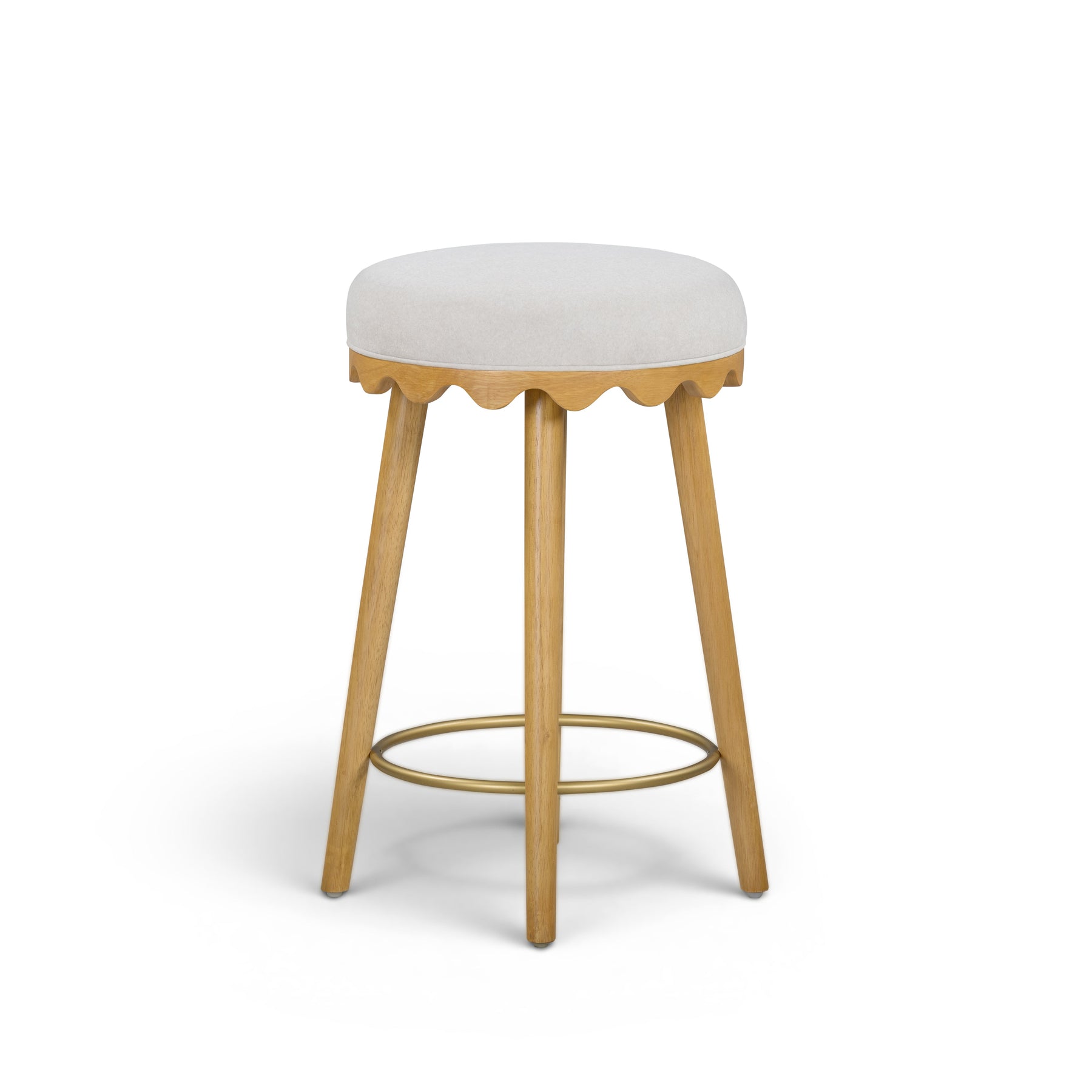 Oodle Cream Performance Vegan Mohair Natural Counter Stool