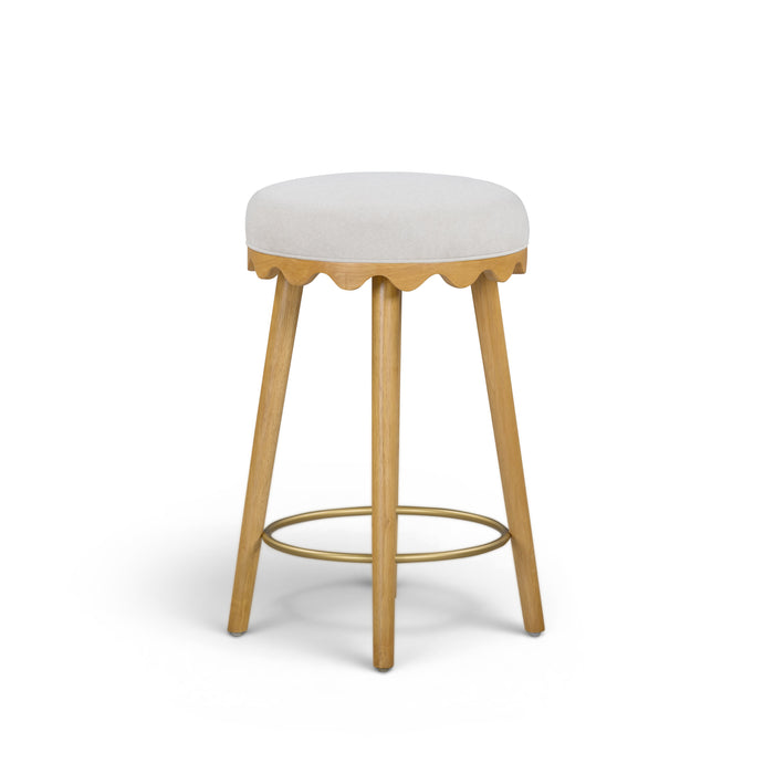 Oodle Cream Performance Vegan Mohair Natural Counter Stool