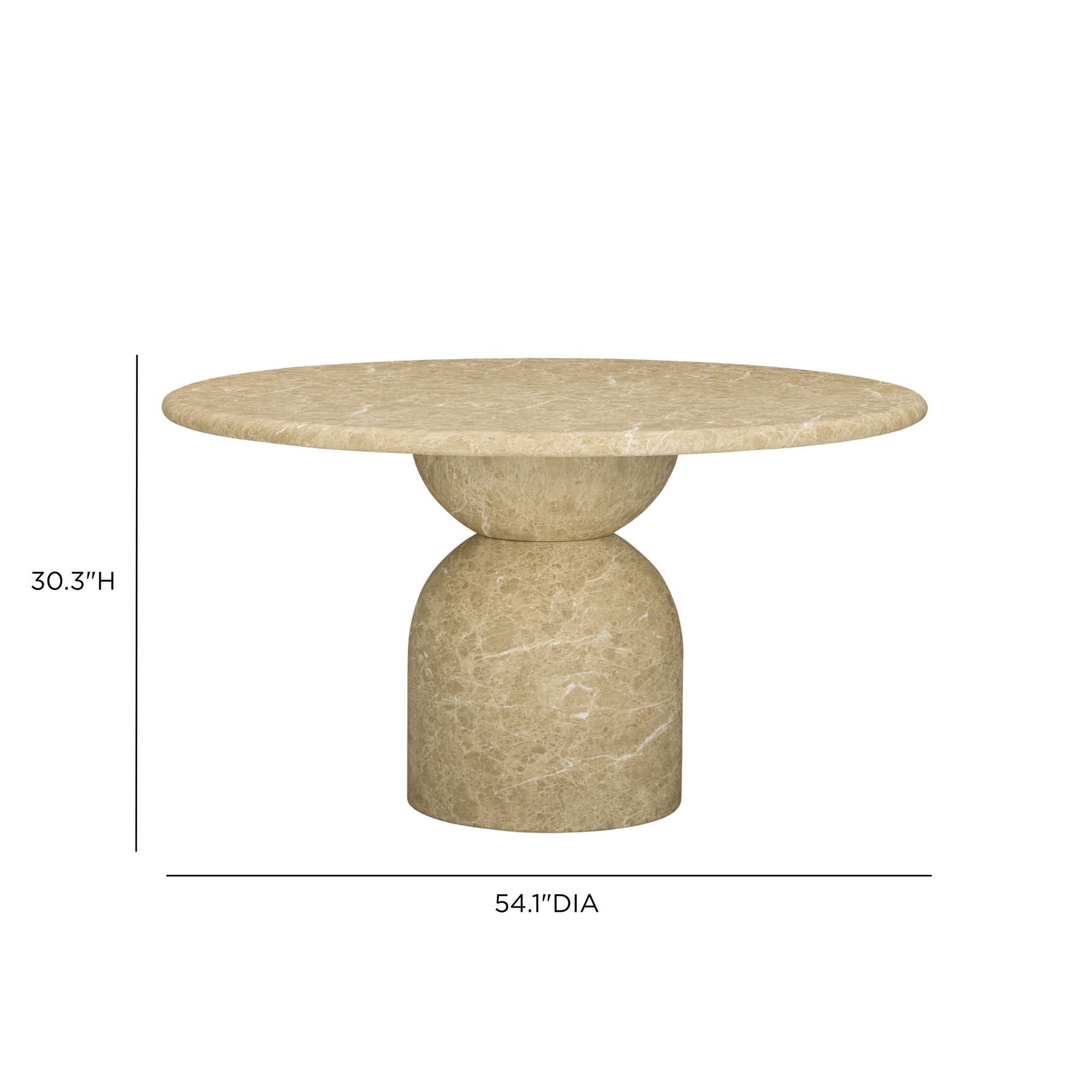 Cynthia 54" Light Emperador Faux Marble Indoor/Outdoor Dining Table