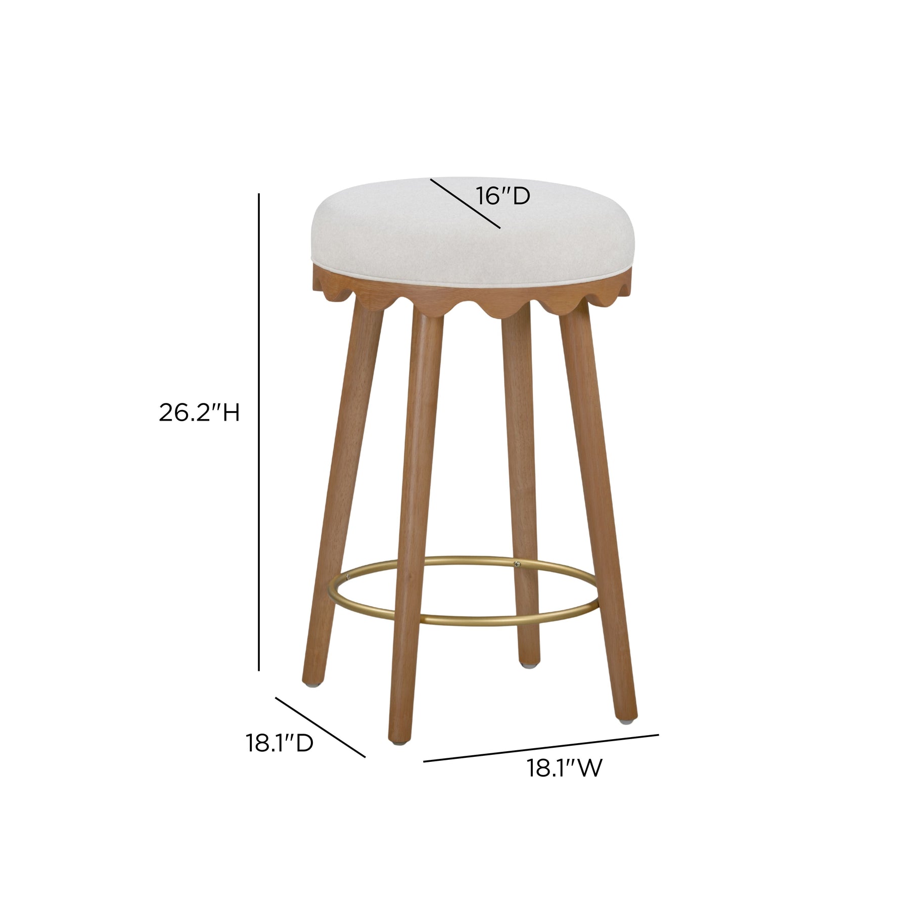 Oodle Cream Performance Vegan Mohair Light Walnut Counter Stool
