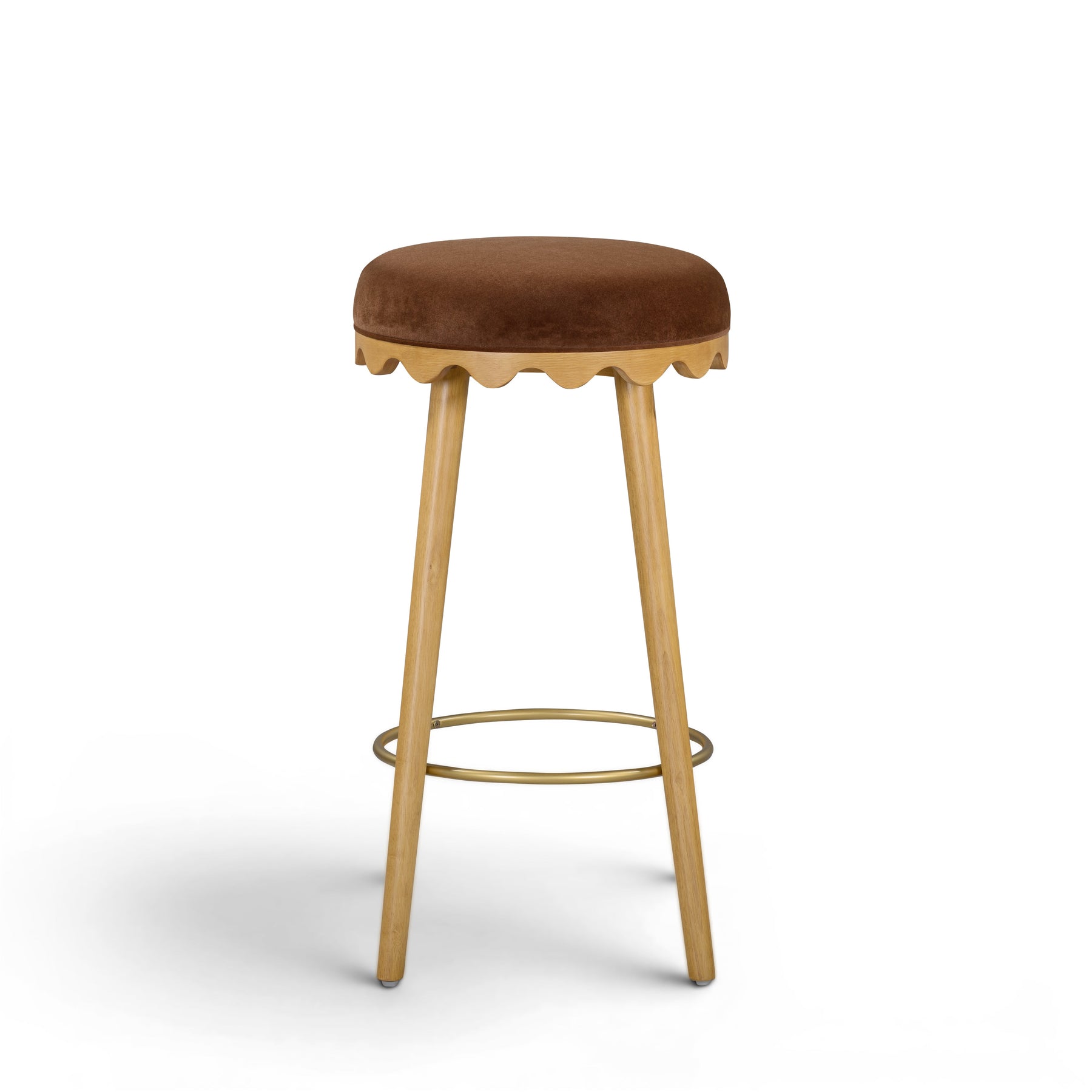 Oodle Bronze Performance Vegan Mohair Natural Bar Stool
