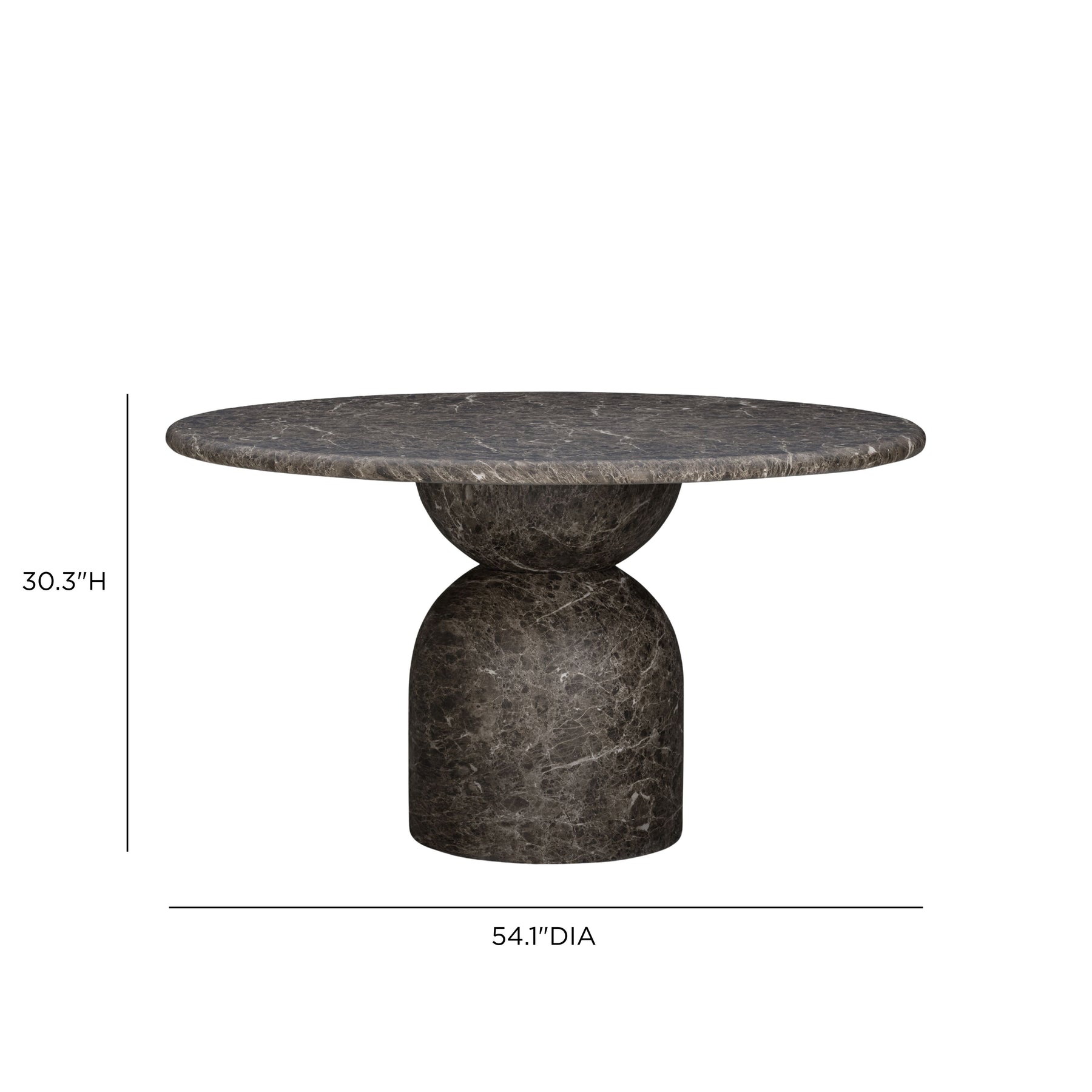 Cynthia 54" Dark Emperador Faux Marble Indoor/Outdoor Dining Table