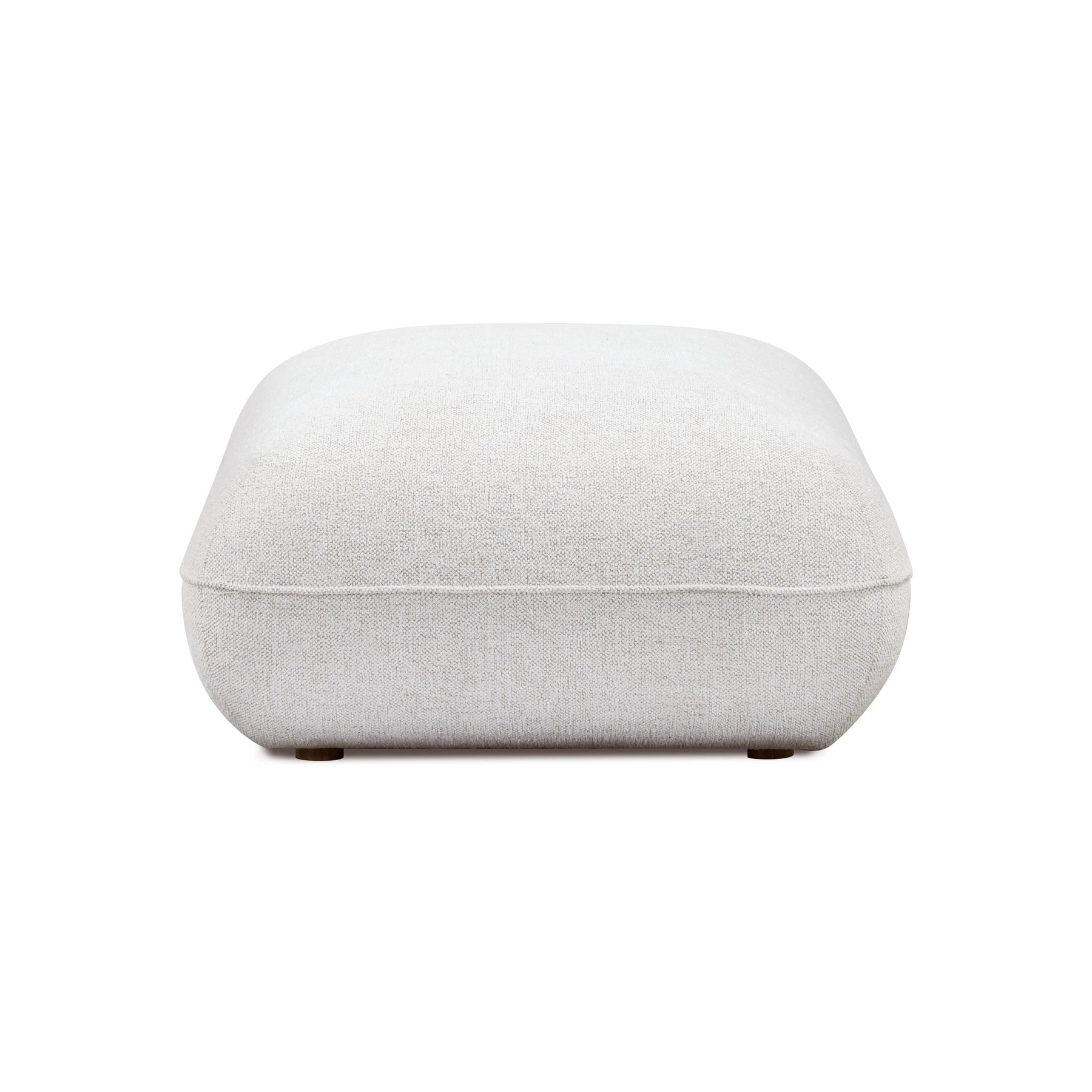 Arezza Stone White Contract-Grade Basketweave Chenille Ottoman
