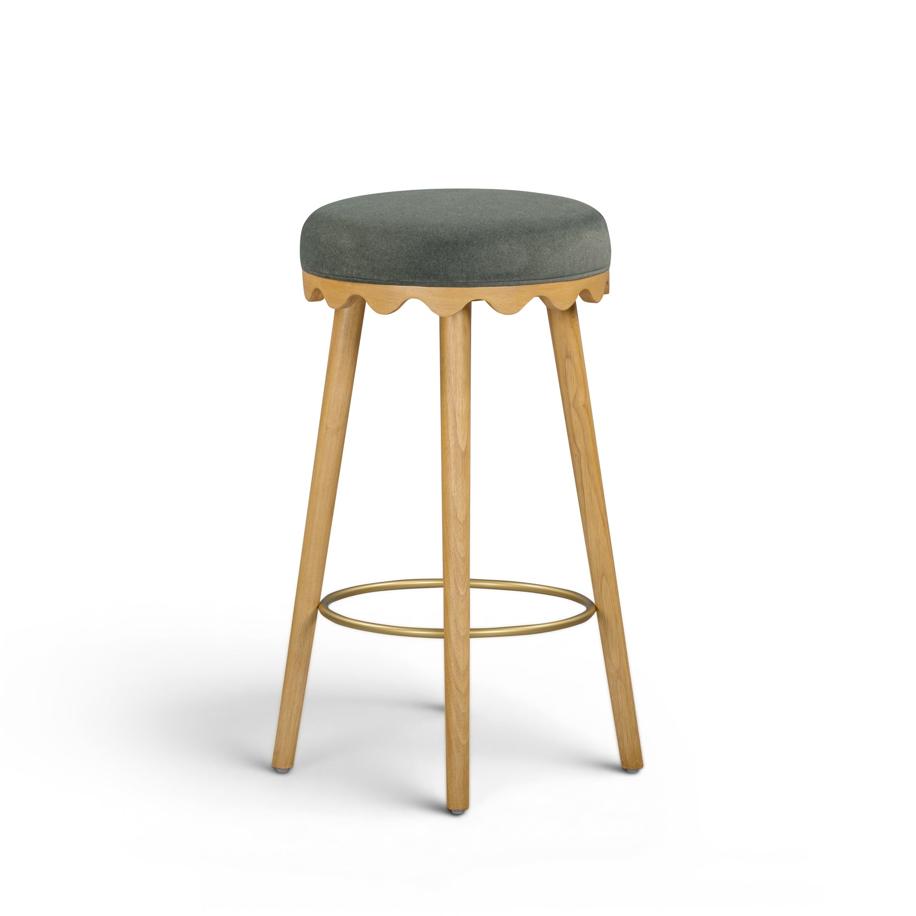 Oodle Green Performance Vegan Mohair Natural Bar Stool