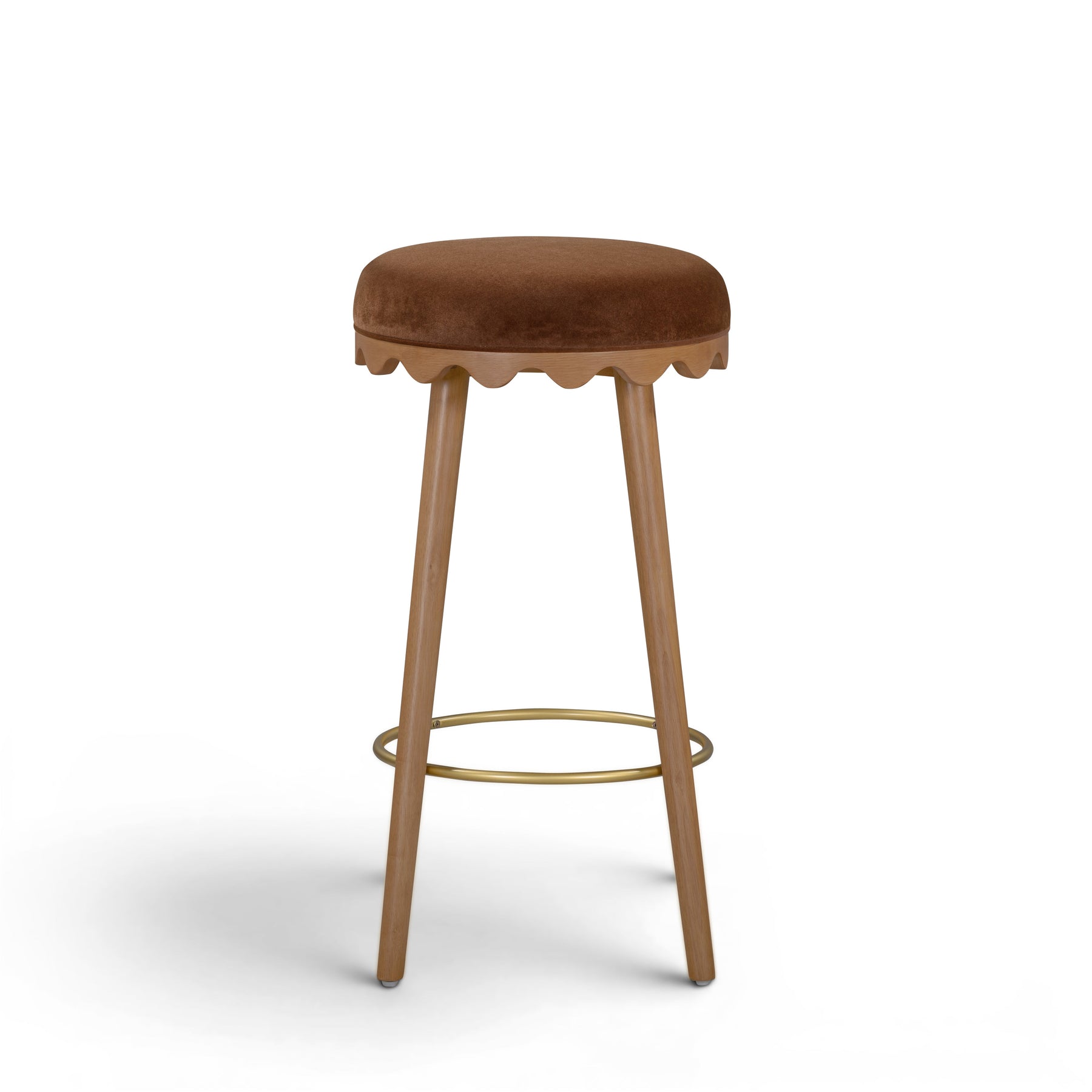 Oodle Bronze Performance Vegan Mohair Light Walnut Bar Stool