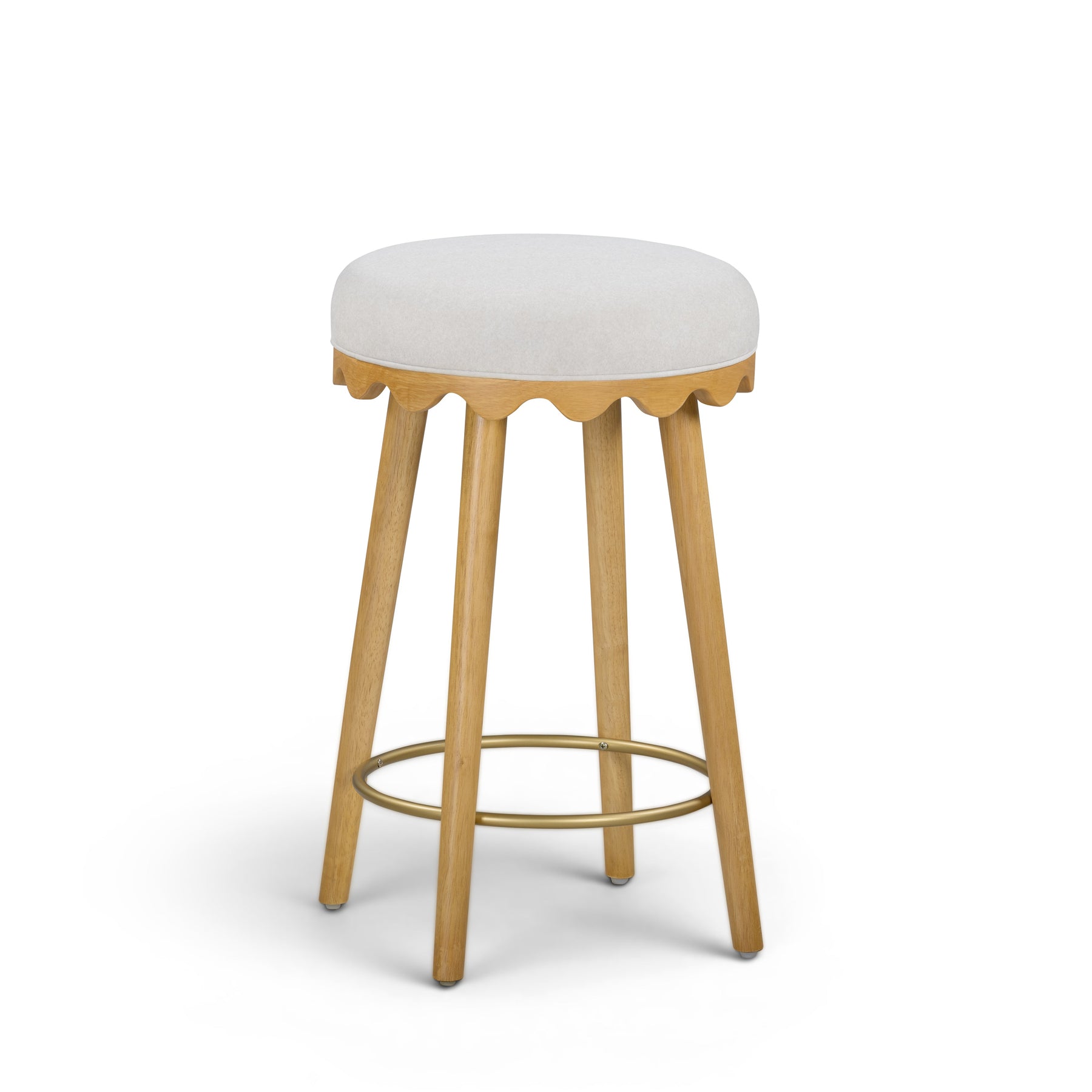 Oodle Cream Performance Vegan Mohair Natural Counter Stool