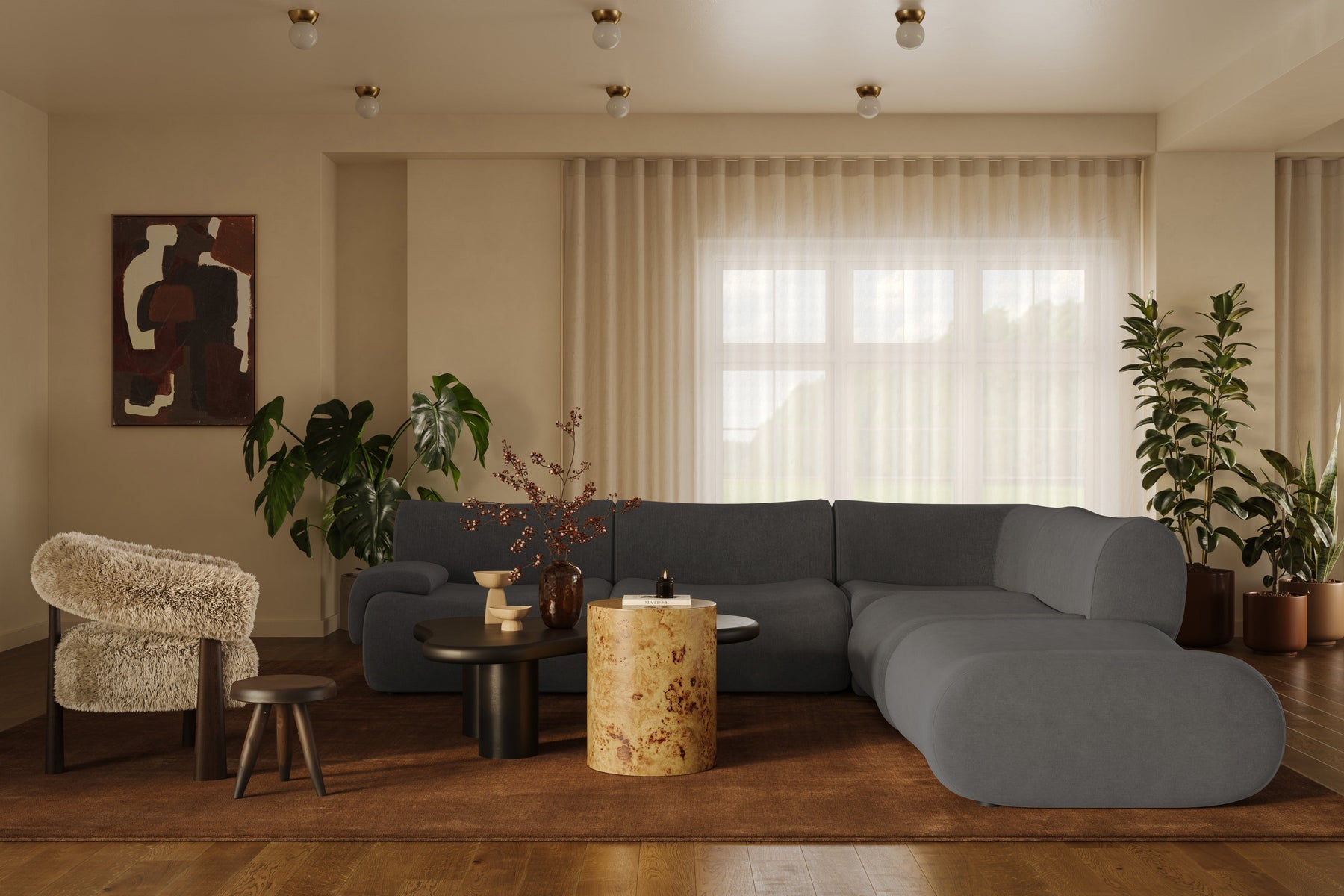 Zenith 5-Piece Contract-Grade Upcycled Fabric Modular Sectional