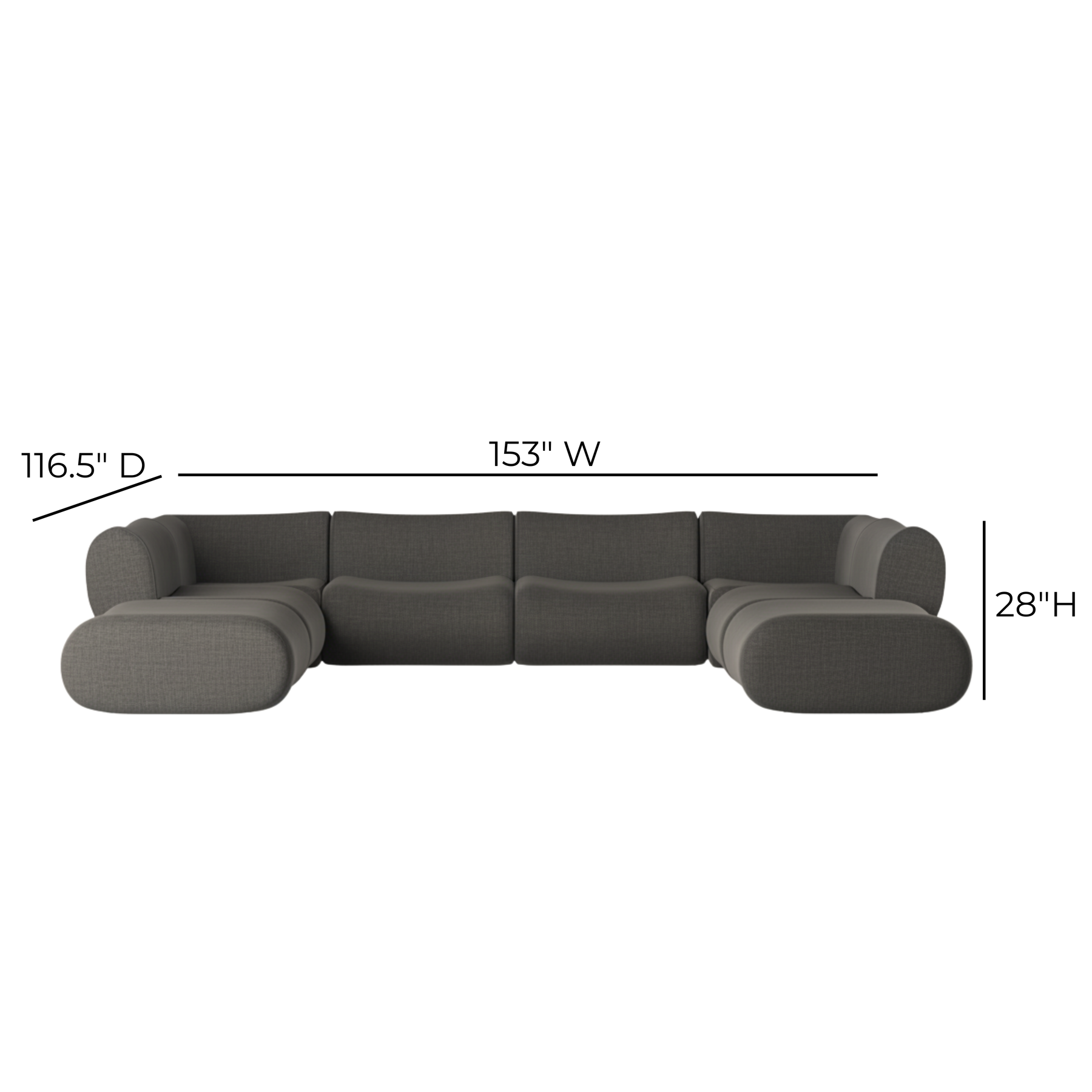 Zenith 8-Piece Contract-Grade Upcycled Fabric Modular U-Sectional