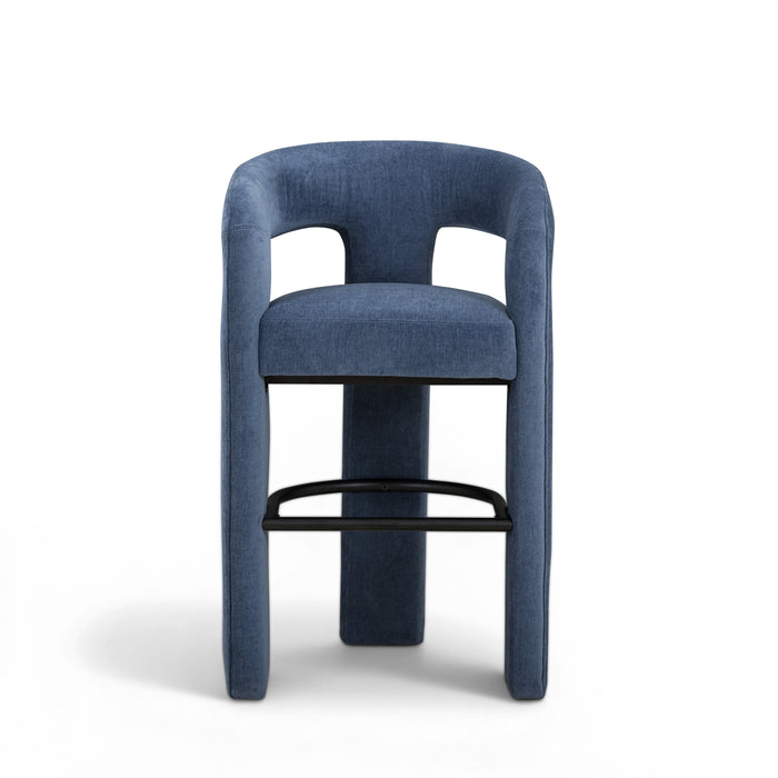 Malone Denim Blue Performance Chenille Bar Stool